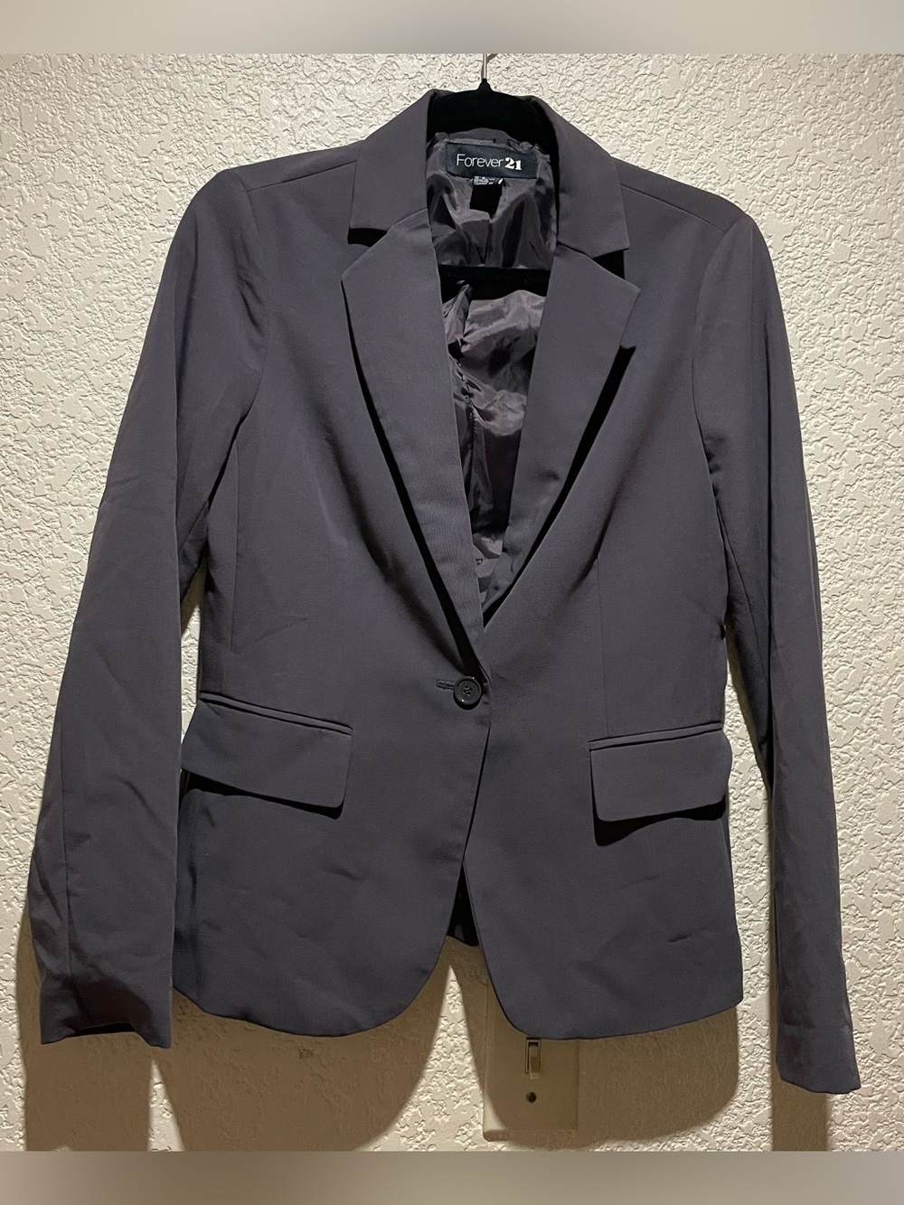 Forever 21 Dark Gray Single-Button Notch Lapel Blazer Size M
